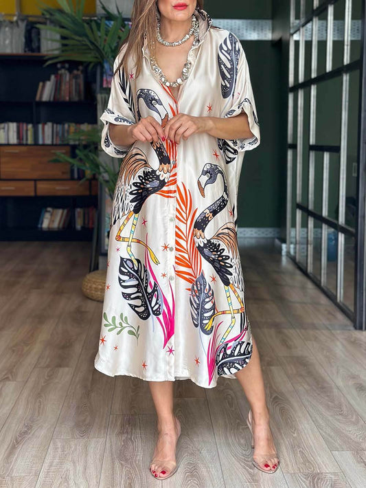 Tropical Crane Dress