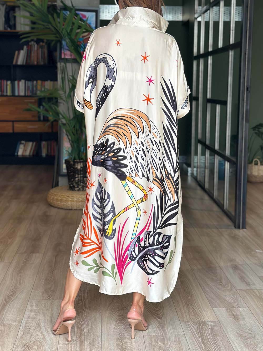 Tropical Crane Dress