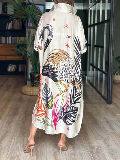 Tropical Crane Dress