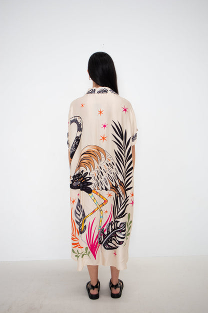 Tropical Crane Dress