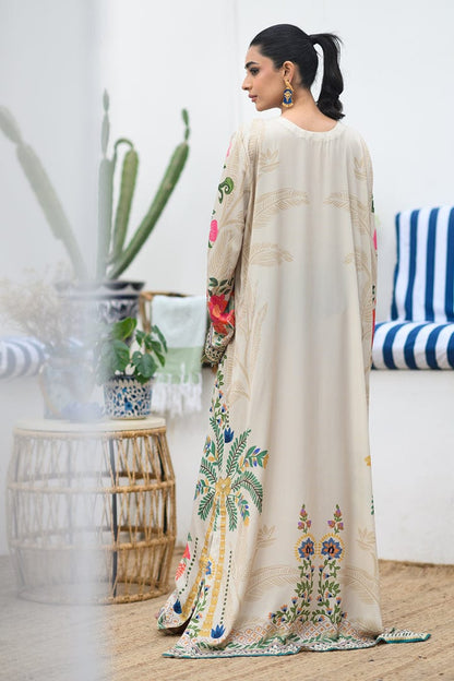 Beige Floral Printed Kaftan Dress