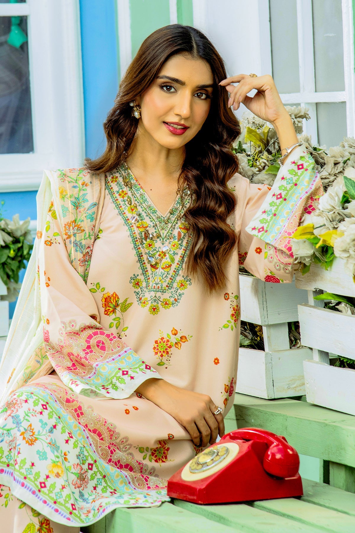 Peach Orchard Kurta Set with Dupatta