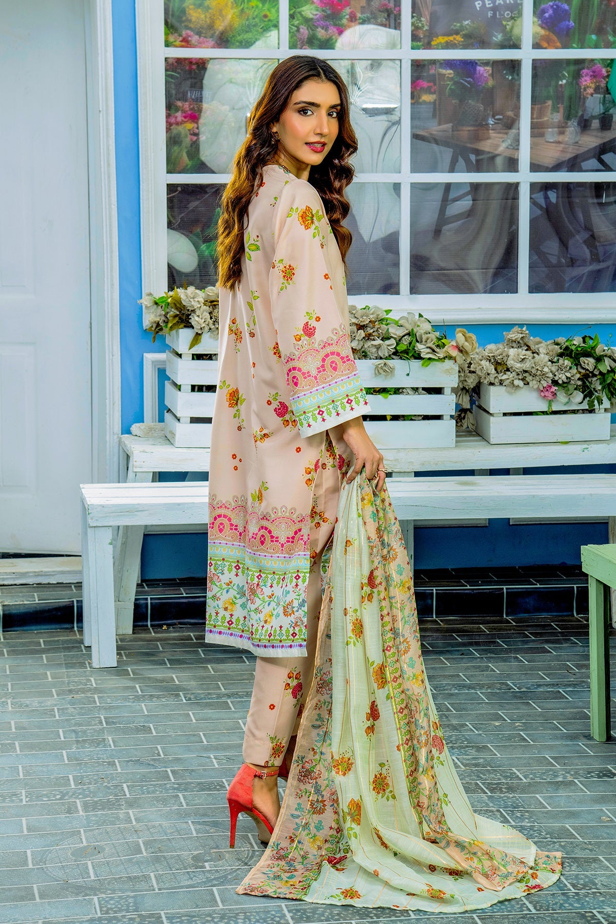 Peach Orchard Kurta Set with Dupatta