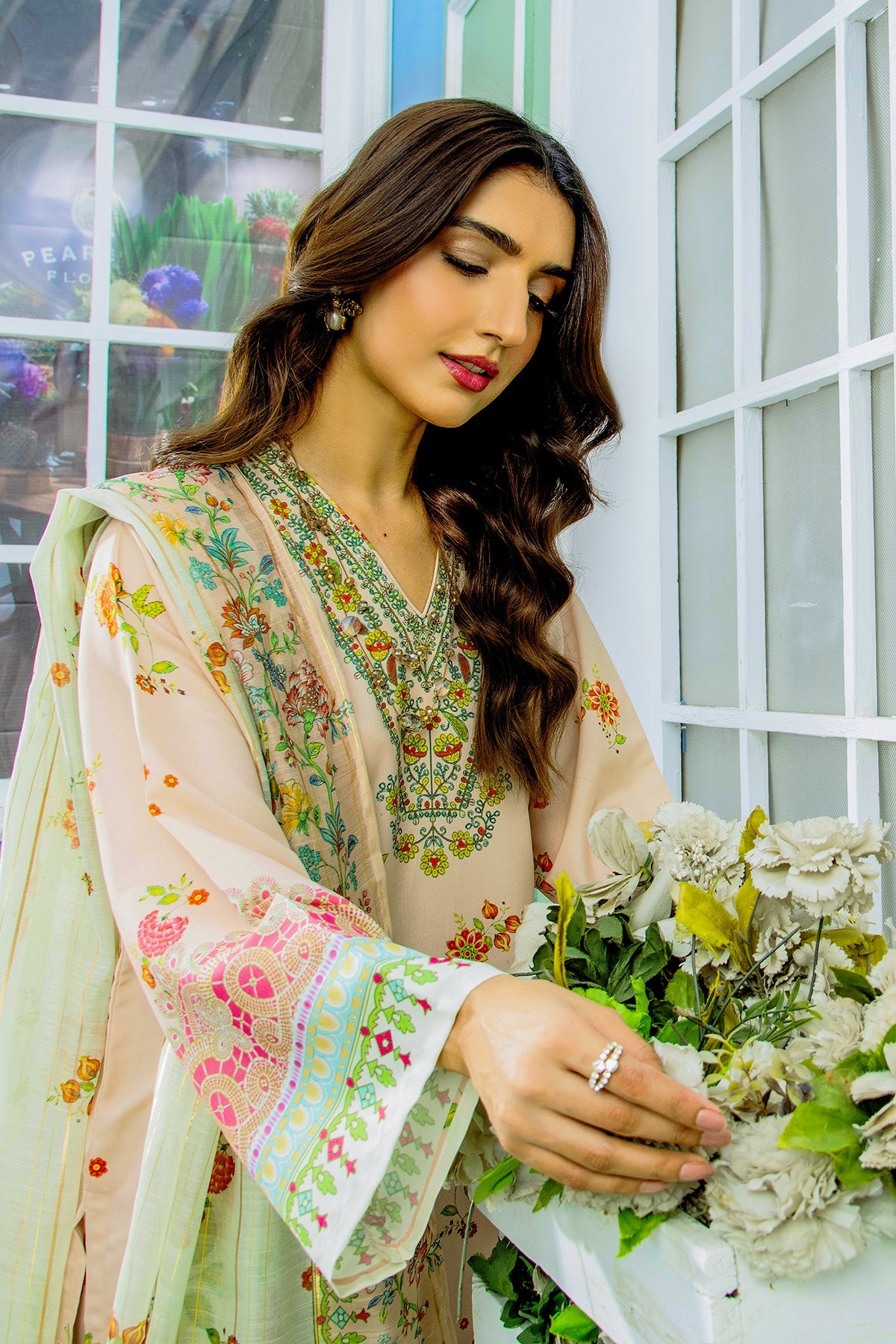 Peach Orchard Kurta Set with Dupatta