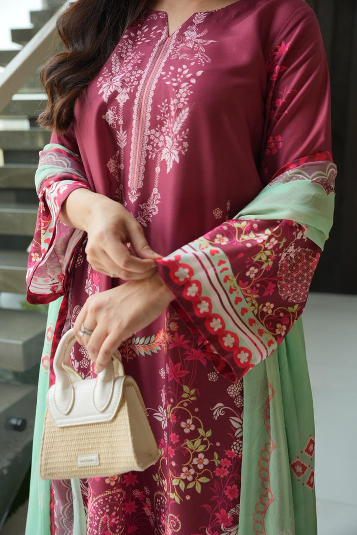 Rosewood Kurta Set With Dupatta