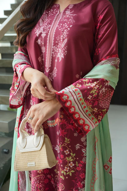 Rosewood Kurta Set With Dupatta
