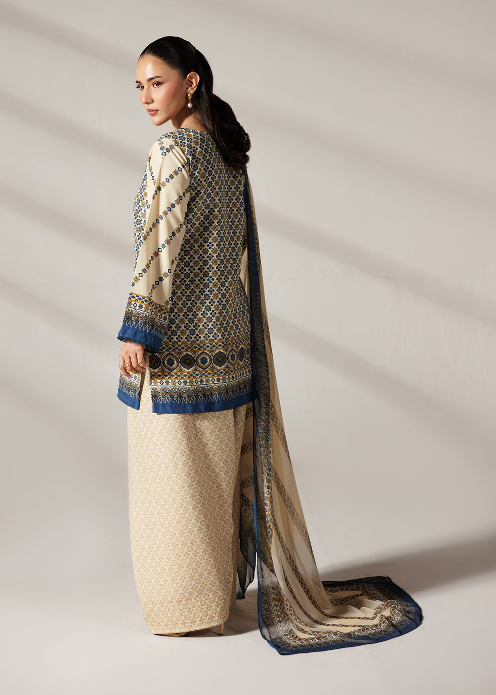 Ivory Lattice Farshi Salwar with Dupatta