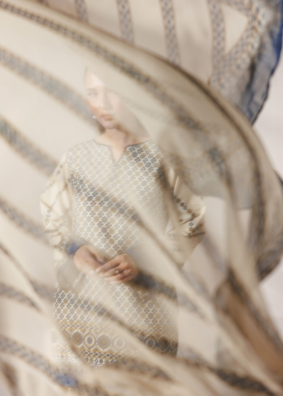 Ivory Lattice Farshi Salwar with Dupatta