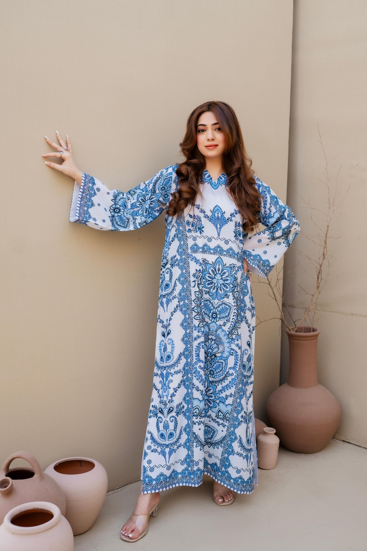Blue Majolica Kaftan Dress