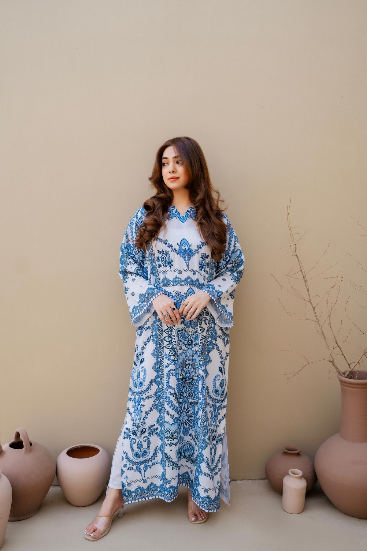 Blue Majolica Kaftan Dress