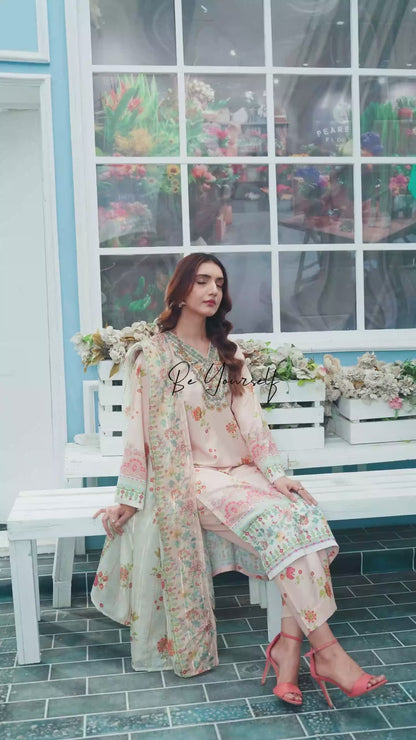 Peach Orchard Kurta Set with Dupatta