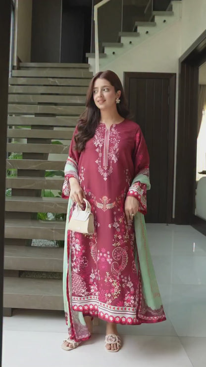 Rosewood Kurta Set With Dupatta